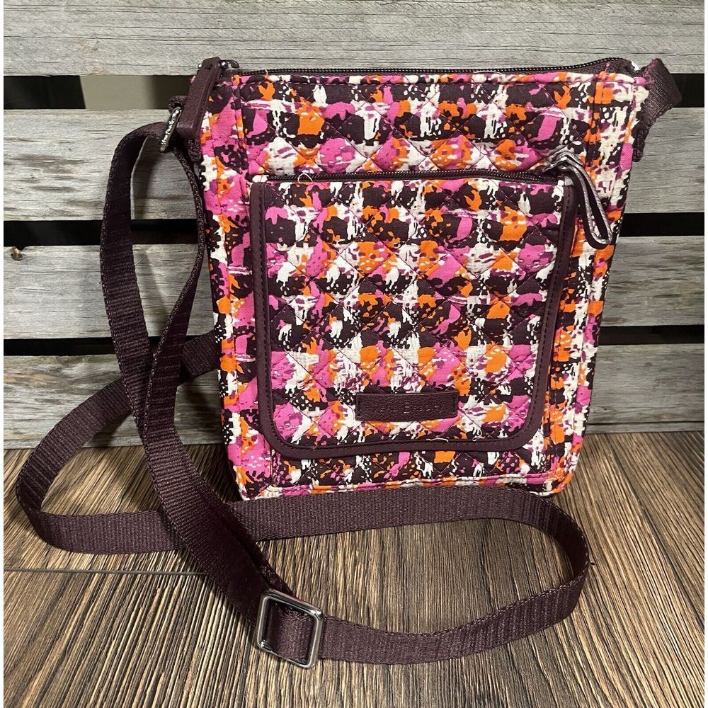 Vera‎ Bradley Iconic RFID Mini Hipster Houndstooth Tweed Pink Orange - Picture 11 of 11